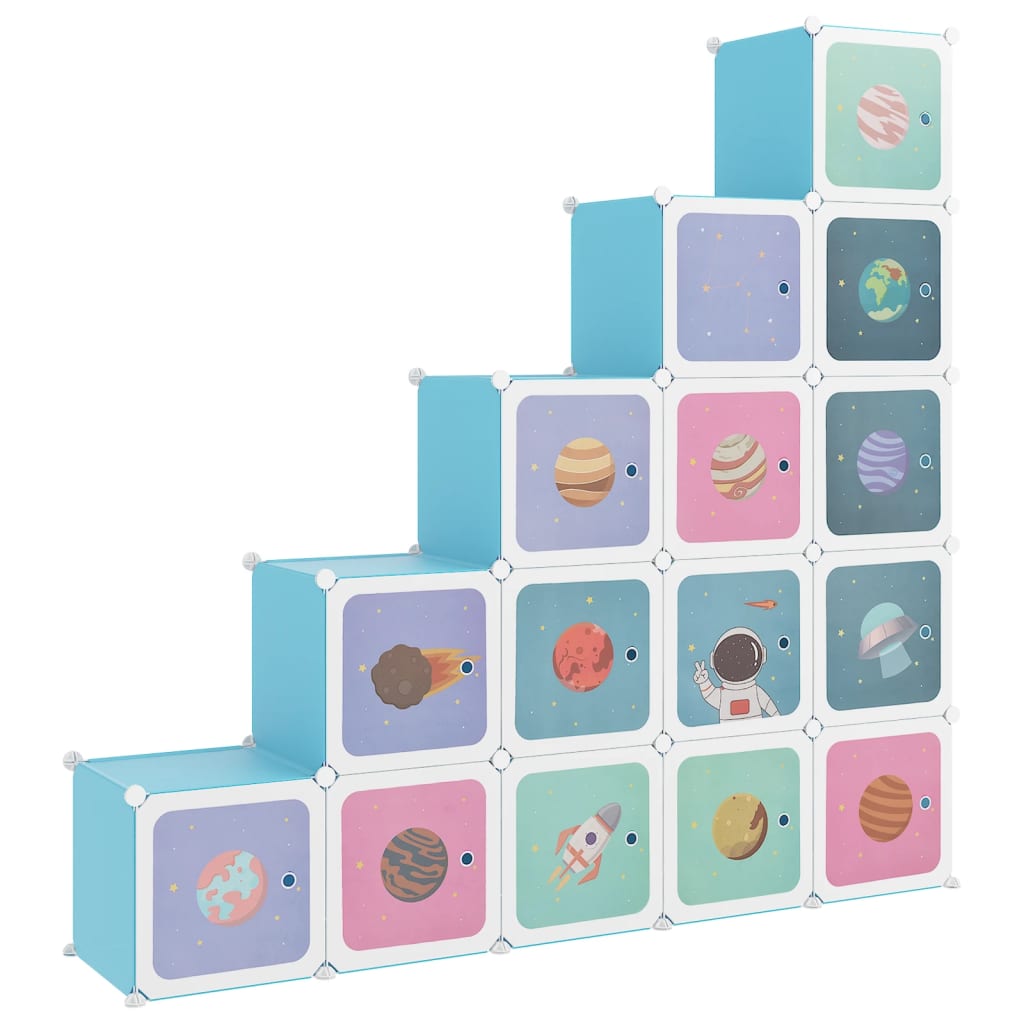 Kinderopbergmeubel met 15 vakken polypropeen blauw is nu te koop bij PeponiXL, paradijselijk wonen!