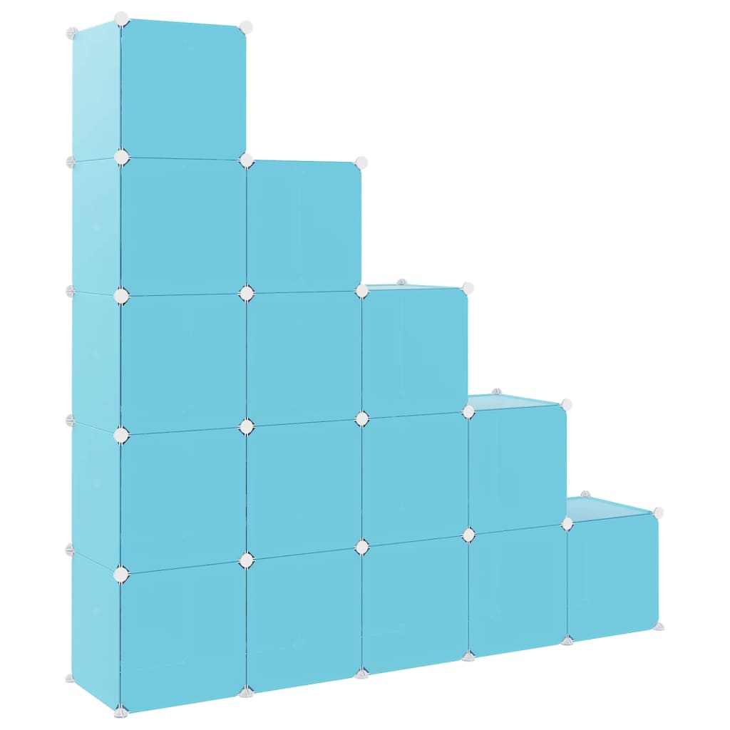 Kinderopbergmeubel met 15 vakken polypropeen blauw is nu te koop bij PeponiXL, paradijselijk wonen!