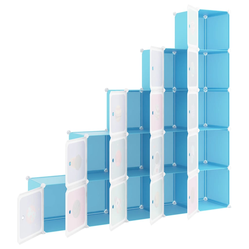 Kinderopbergmeubel met 15 vakken polypropeen blauw is nu te koop bij PeponiXL, paradijselijk wonen!
