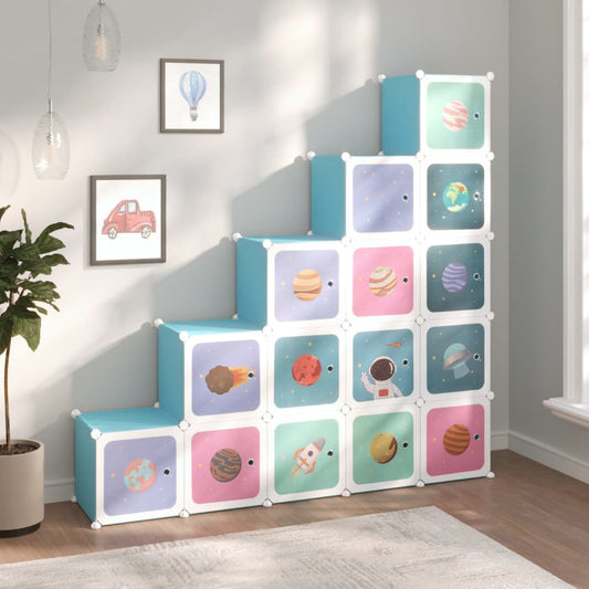 Kinderopbergmeubel met 15 vakken polypropeen blauw is nu te koop bij PeponiXL, paradijselijk wonen!