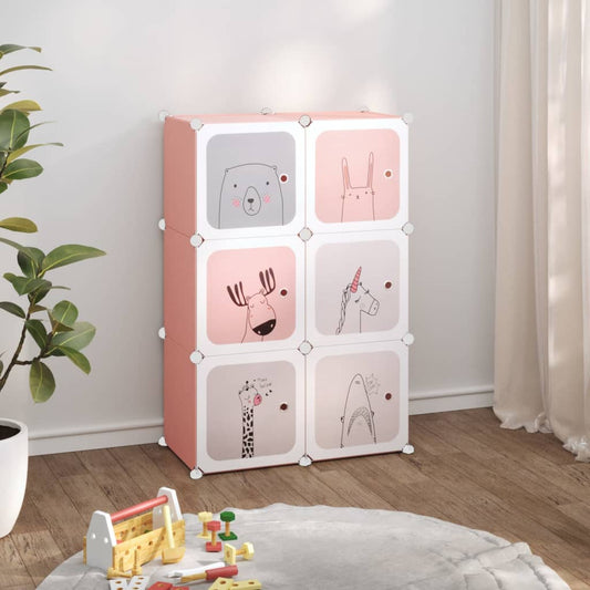 Kinderopbergmeubel met 6 vakken polypropeen roze is nu te koop bij PeponiXL, paradijselijk wonen!