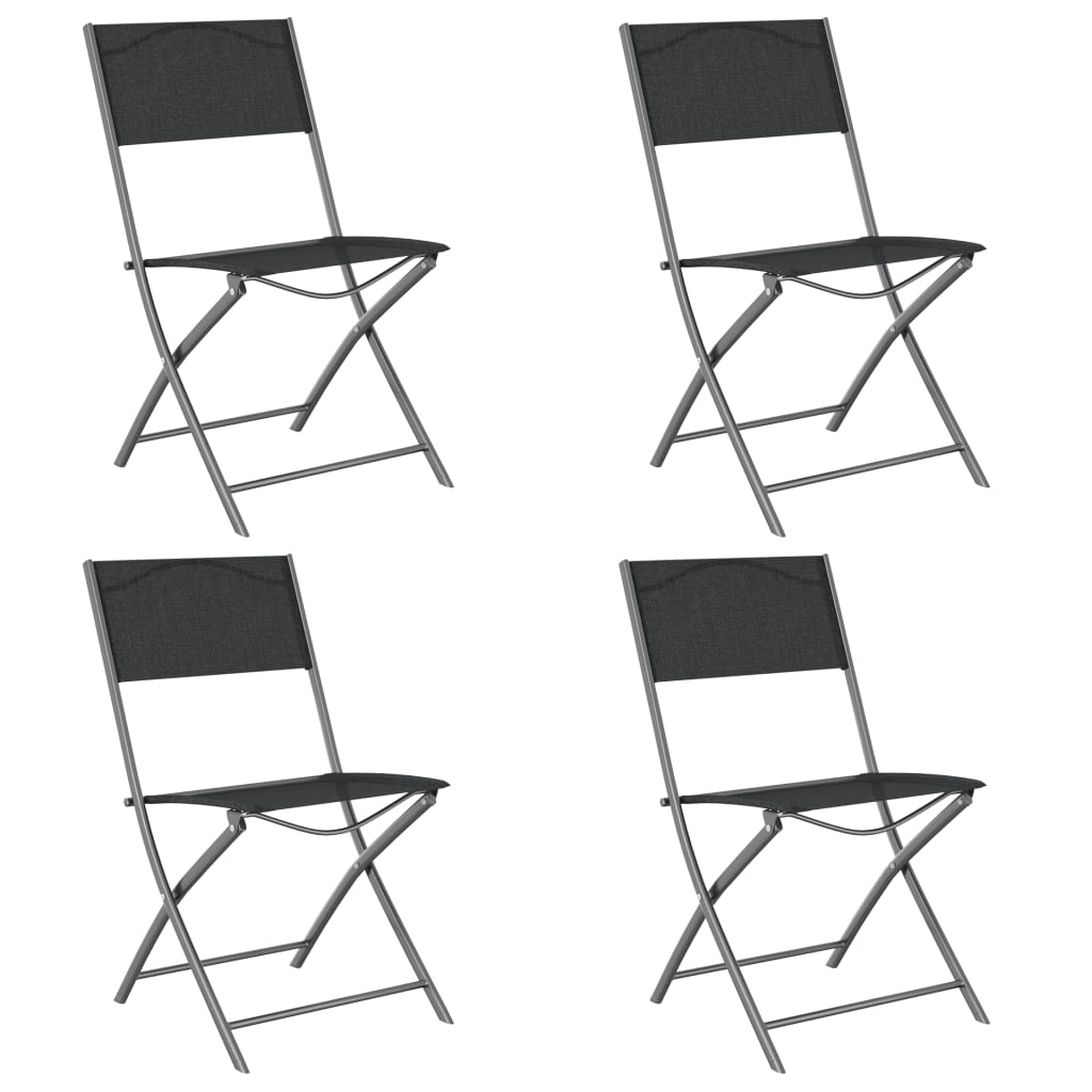 Tuinstoelen inklapbaar 4 st staal en textileen zwart is nu te koop bij PeponiXL, paradijselijk wonen!