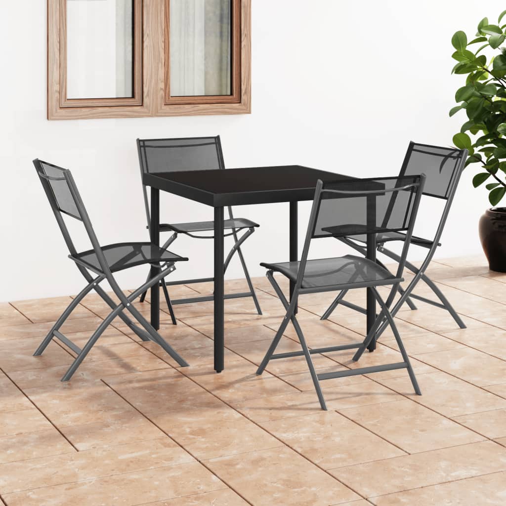 Tuinstoelen inklapbaar 4 st staal en textileen zwart is nu te koop bij PeponiXL, paradijselijk wonen!