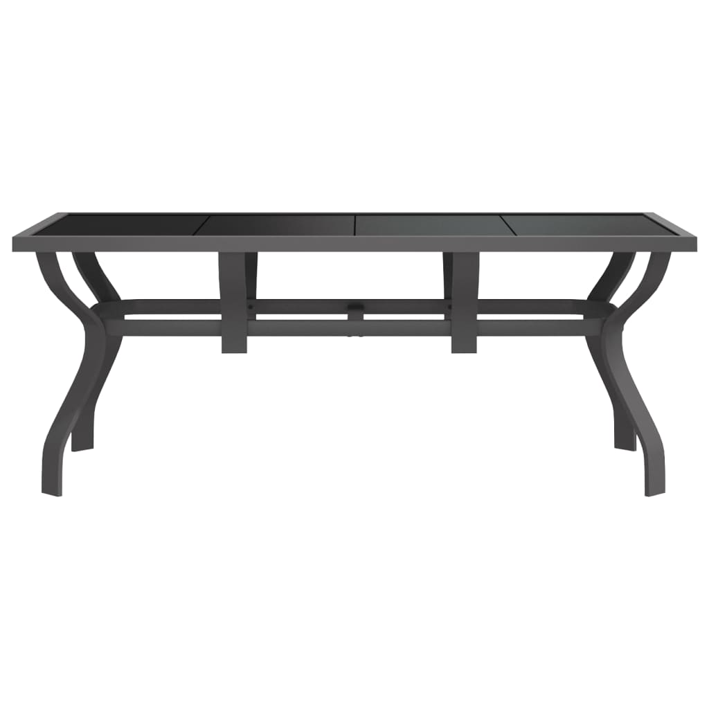 Tuintafel 180x80x70 cm staal en glas grijs en zwart is nu te koop bij PeponiXL, paradijselijk wonen!
