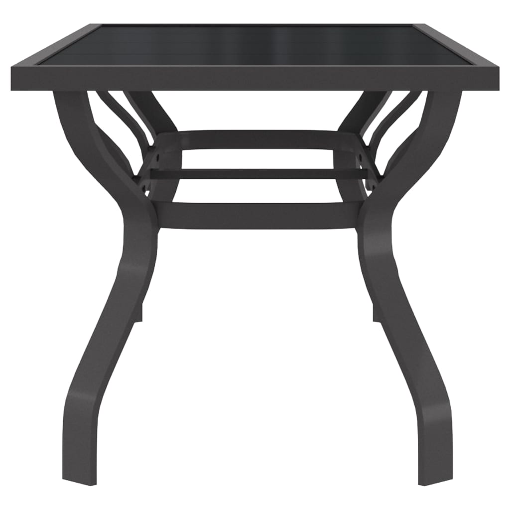Tuintafel 180x80x70 cm staal en glas grijs en zwart is nu te koop bij PeponiXL, paradijselijk wonen!