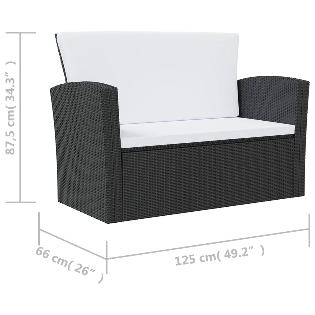 8-delige Loungeset met kussens poly rattan zwart is nu te koop bij PeponiXL, paradijselijk wonen!