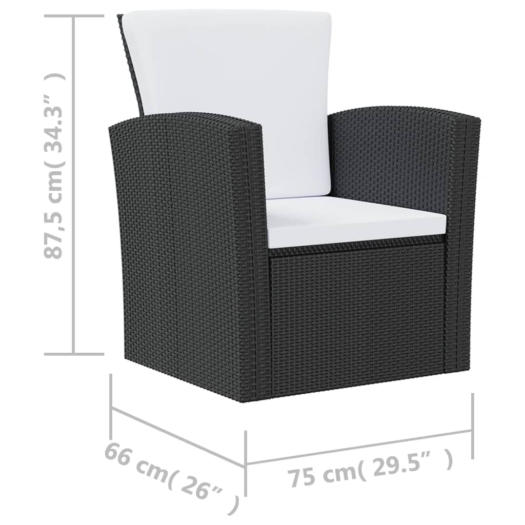8-delige Loungeset met kussens poly rattan zwart is nu te koop bij PeponiXL, paradijselijk wonen!