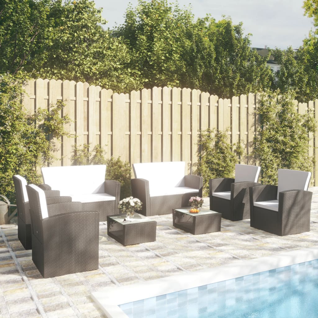 8-delige Loungeset met kussens poly rattan zwart is nu te koop bij PeponiXL, paradijselijk wonen!