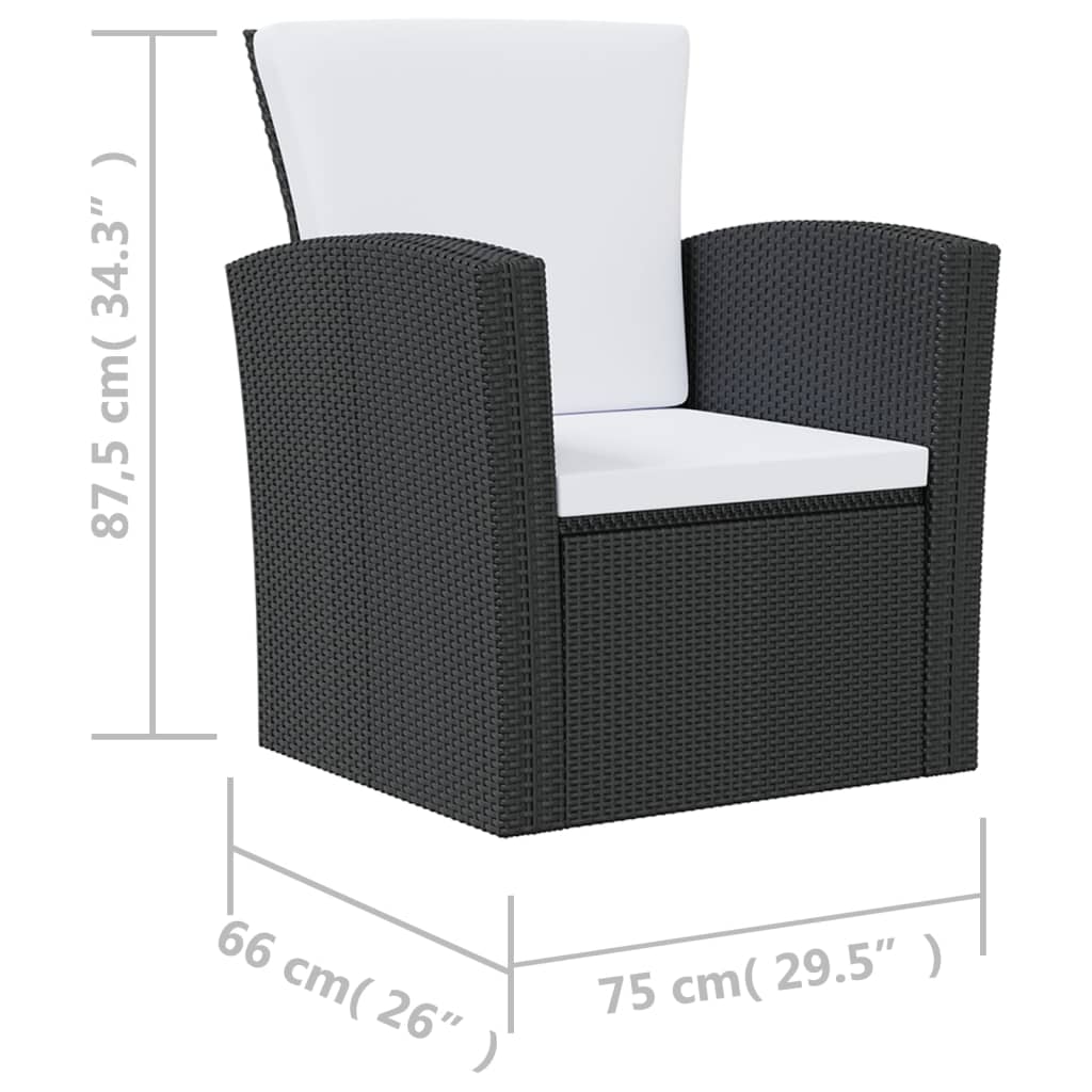 16-delige Loungeset met kussens poly rattan zwart is nu te koop bij PeponiXL, paradijselijk wonen!