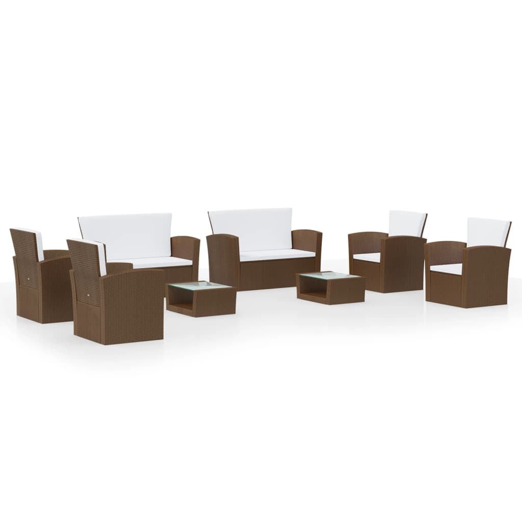 8-delige Loungeset met kussens poly rattan bruin is nu te koop bij PeponiXL, paradijselijk wonen!