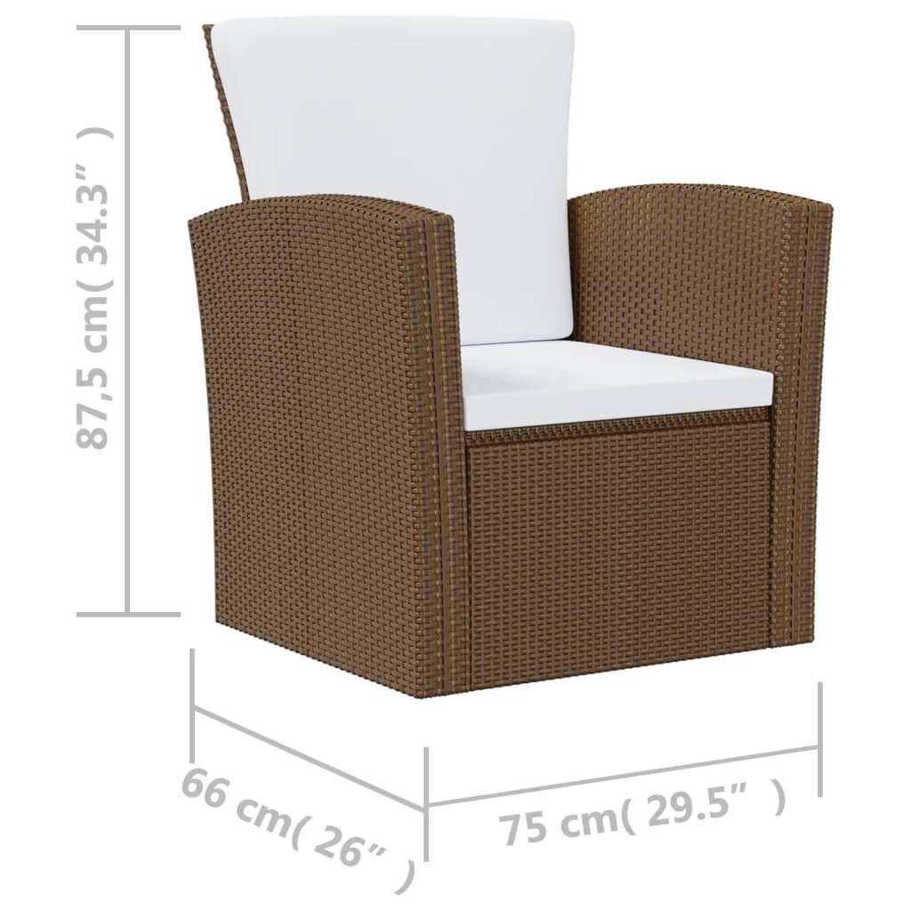 8-delige Loungeset met kussens poly rattan bruin is nu te koop bij PeponiXL, paradijselijk wonen!