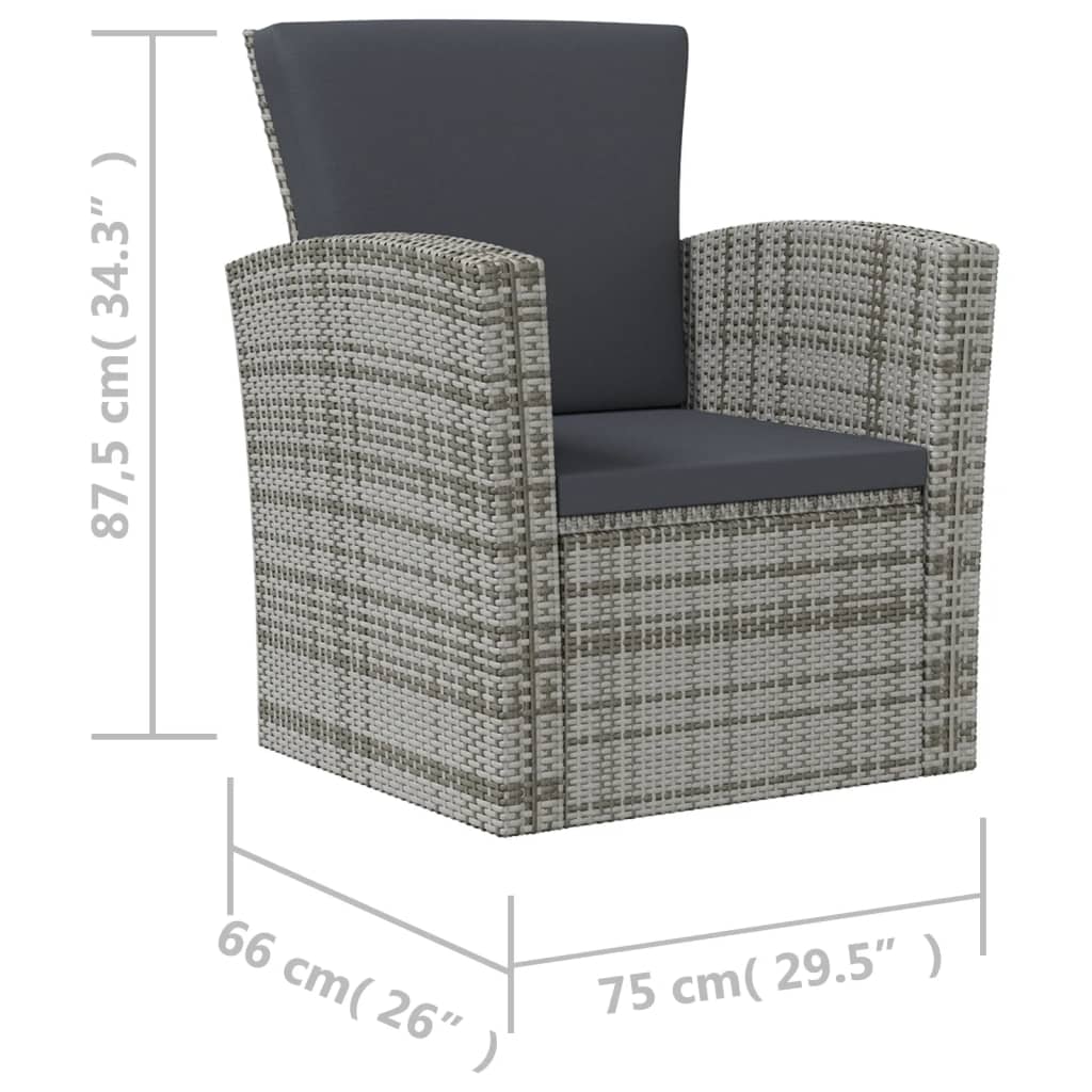 8-delige Loungeset met kussens poly rattan grijs is nu te koop bij PeponiXL, paradijselijk wonen!