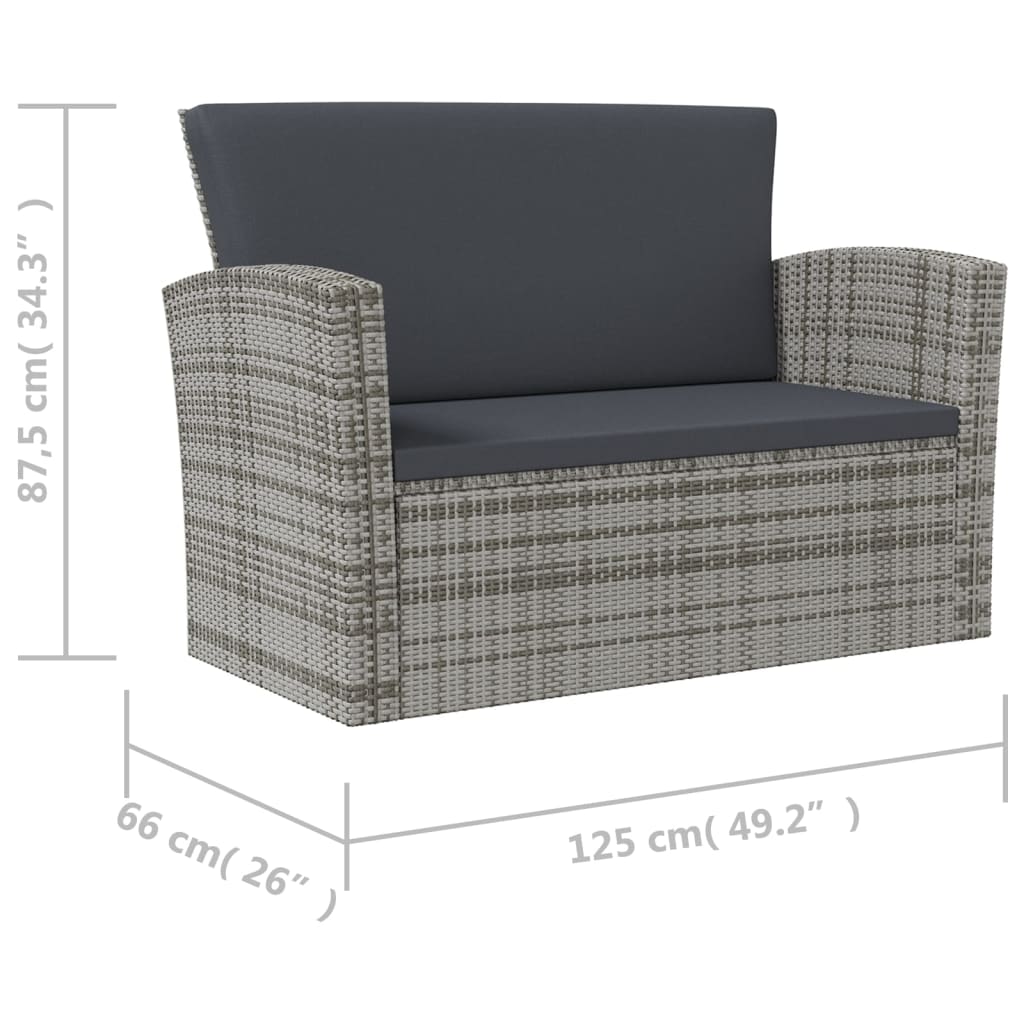 8-delige Loungeset met kussens poly rattan grijs is nu te koop bij PeponiXL, paradijselijk wonen!