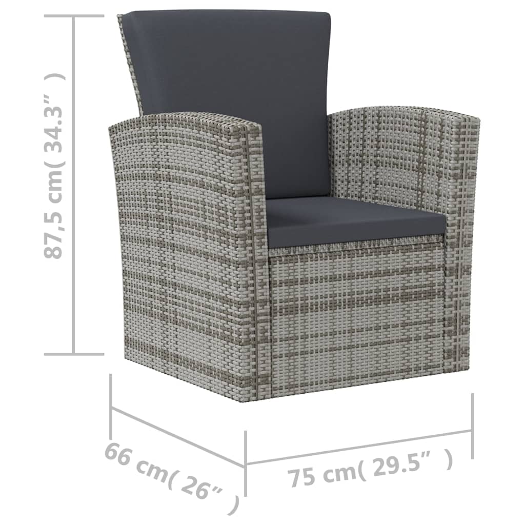 16-delige Loungeset met kussens poly rattan grijs is nu te koop bij PeponiXL, paradijselijk wonen!