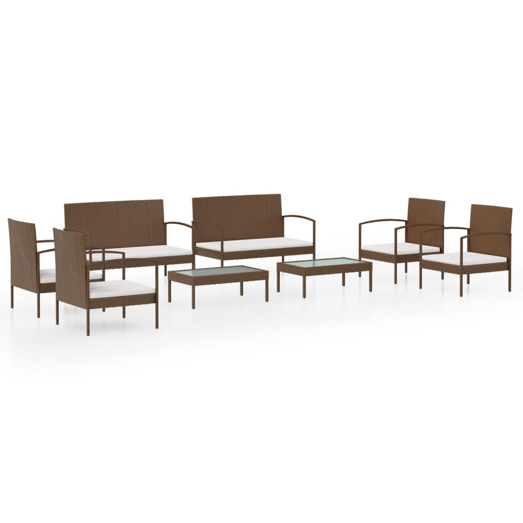 8-delige Loungeset met kussens poly rattan bruin is nu te koop bij PeponiXL, paradijselijk wonen!