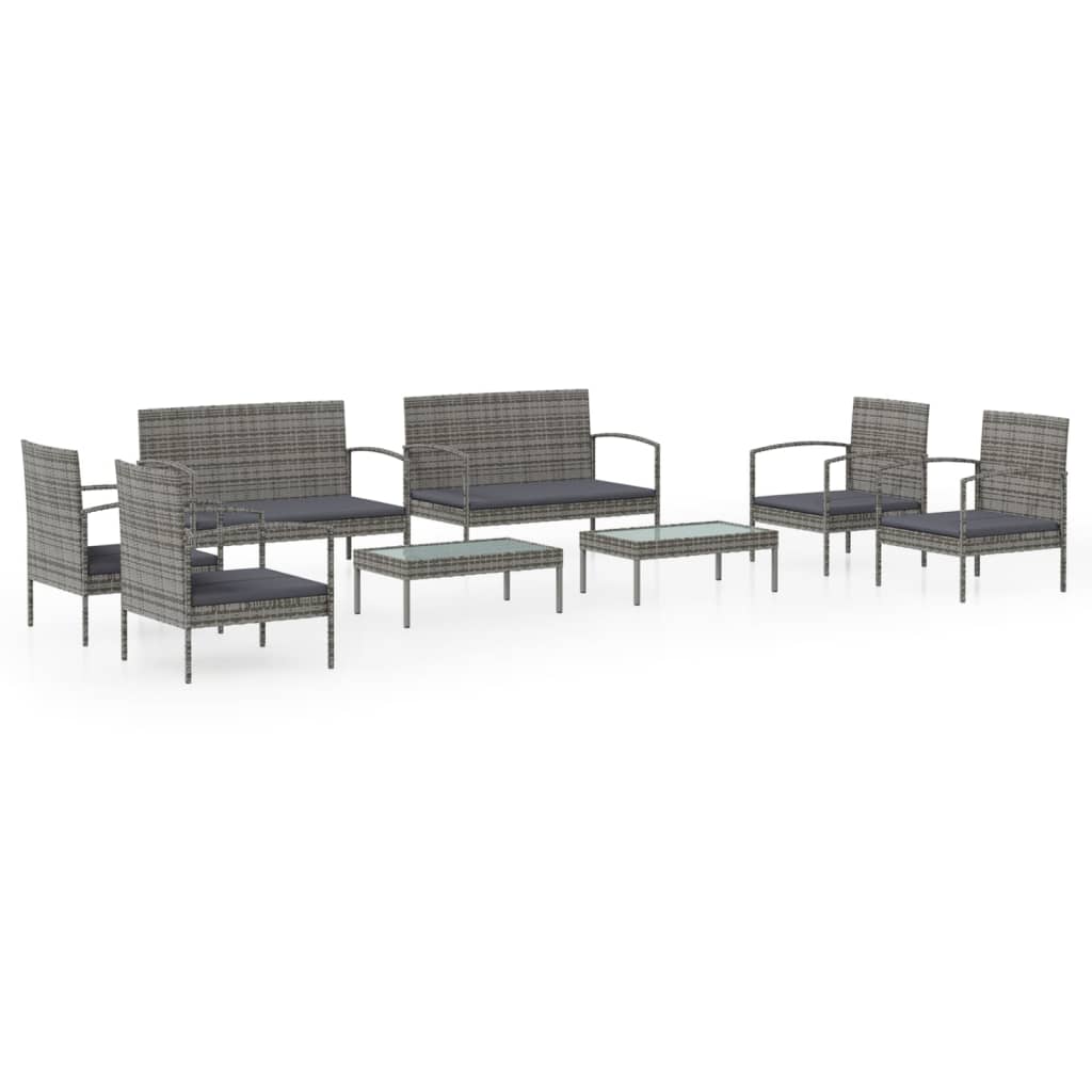 8-delige Loungeset met kussens poly rattan grijs is nu te koop bij PeponiXL, paradijselijk wonen!