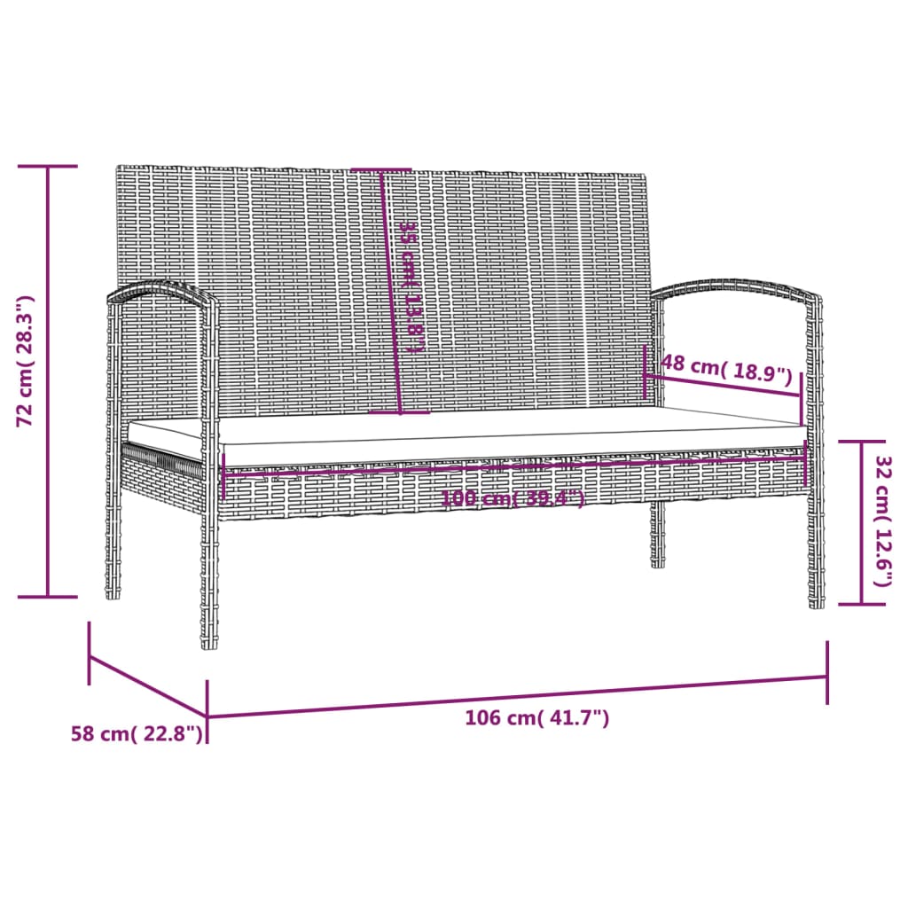 8-delige Loungeset met kussens poly rattan grijs is nu te koop bij PeponiXL, paradijselijk wonen!