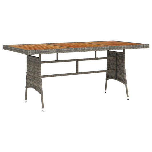 Tuintafel 160x70x72 cm poly rattan en massief acaciahout grijs is nu te koop bij PeponiXL, paradijselijk wonen!