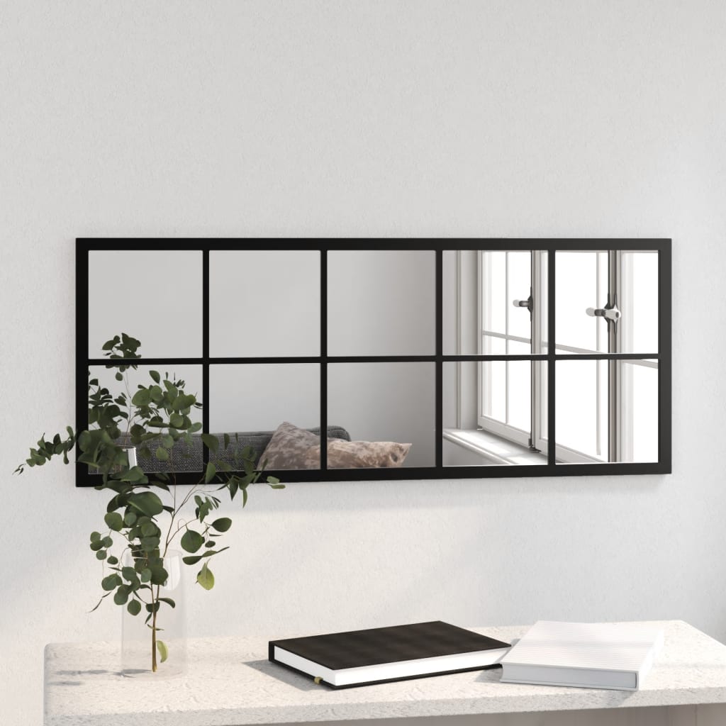 Wandspiegel 100x40 cm metaal zwart is nu te koop bij PeponiXL, paradijselijk wonen!