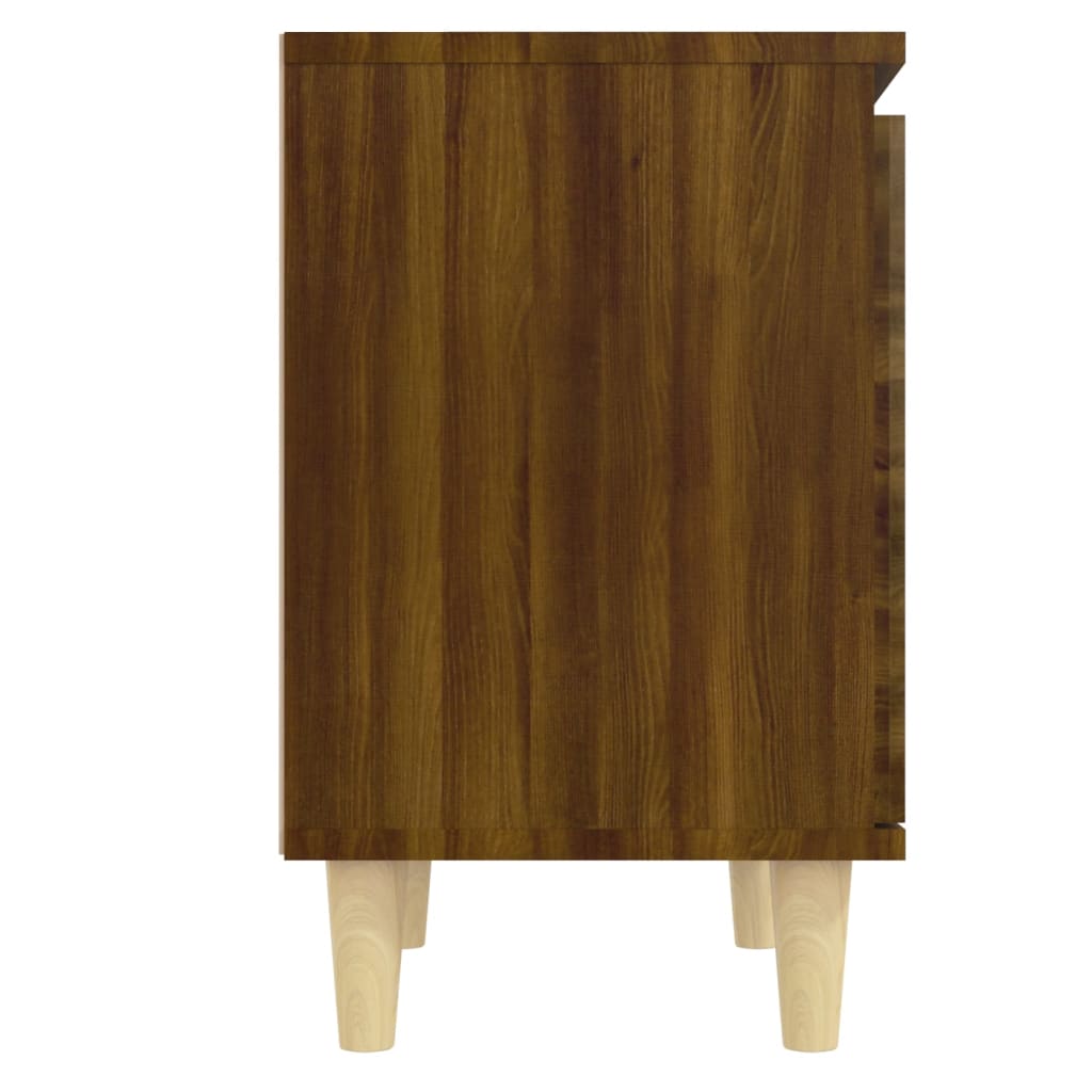 Nachtkastjes 2 st met houten poten 40x30x50 cm bruin eikenkleur is nu te koop bij PeponiXL, paradijselijk wonen!