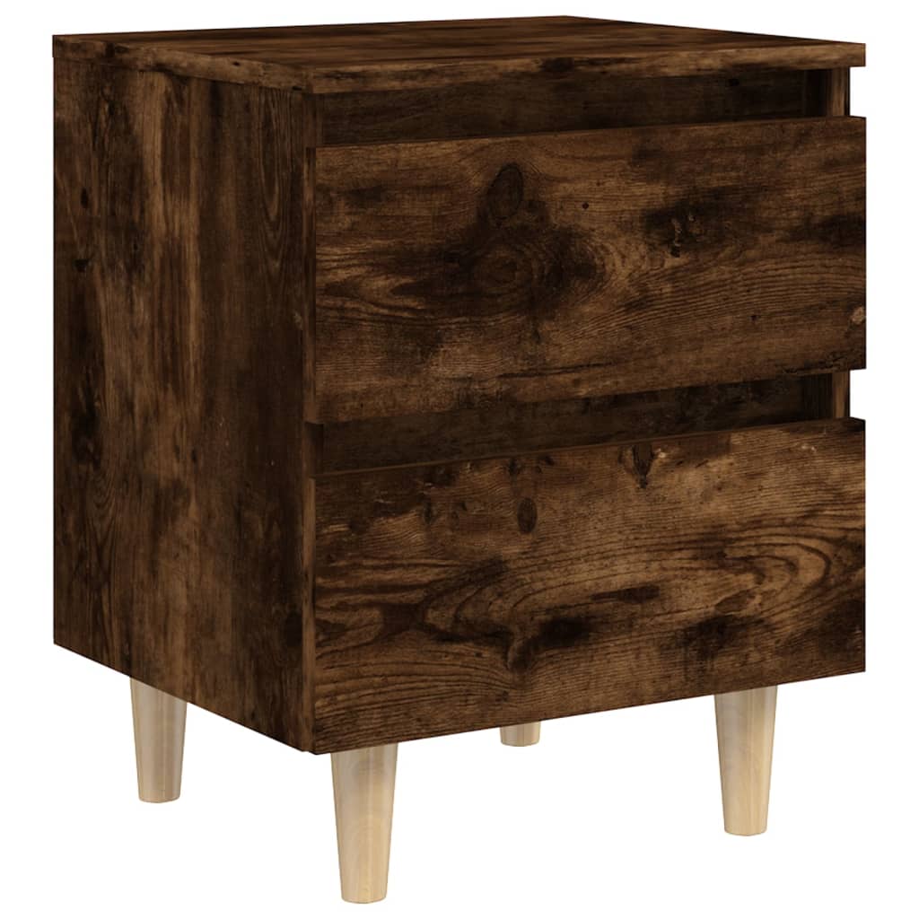 Nachtkastje met houten poten 40x35x50 cm gerookt eikenkleurig is nu te koop bij PeponiXL, paradijselijk wonen!