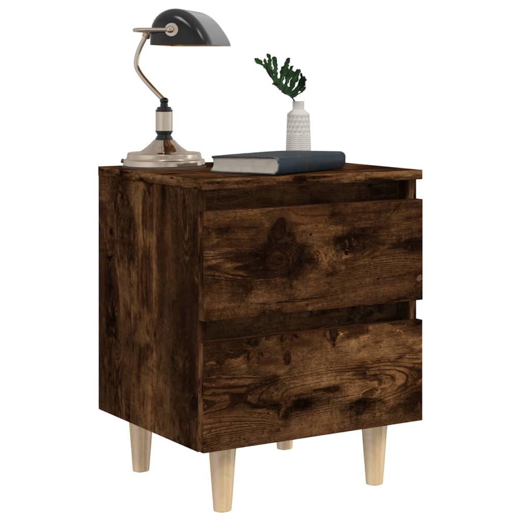Nachtkastje met houten poten 40x35x50 cm gerookt eikenkleurig is nu te koop bij PeponiXL, paradijselijk wonen!