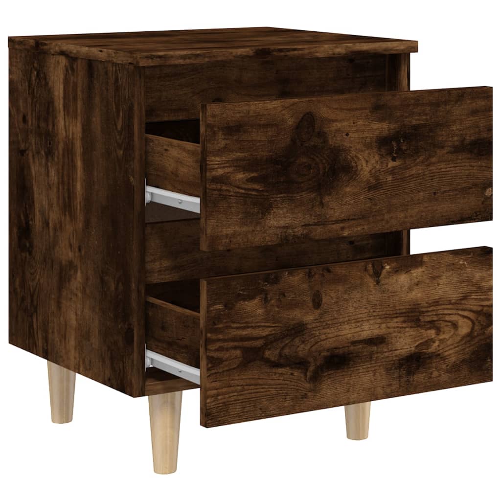 Nachtkastje met houten poten 40x35x50 cm gerookt eikenkleurig is nu te koop bij PeponiXL, paradijselijk wonen!