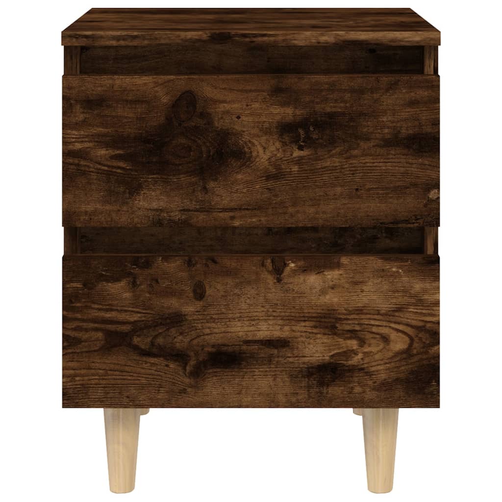 Nachtkastjes 2 st met houten poten 40x35x50 cm gerookt eiken is nu te koop bij PeponiXL, paradijselijk wonen!