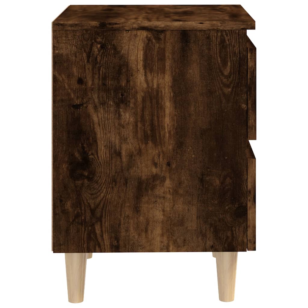 Nachtkastjes 2 st met houten poten 40x35x50 cm gerookt eiken is nu te koop bij PeponiXL, paradijselijk wonen!