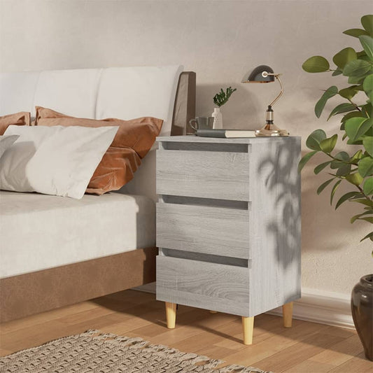 Nachtkastje met massief houten poten 40x35x69 cm grijs sonoma is nu te koop bij PeponiXL, paradijselijk wonen!