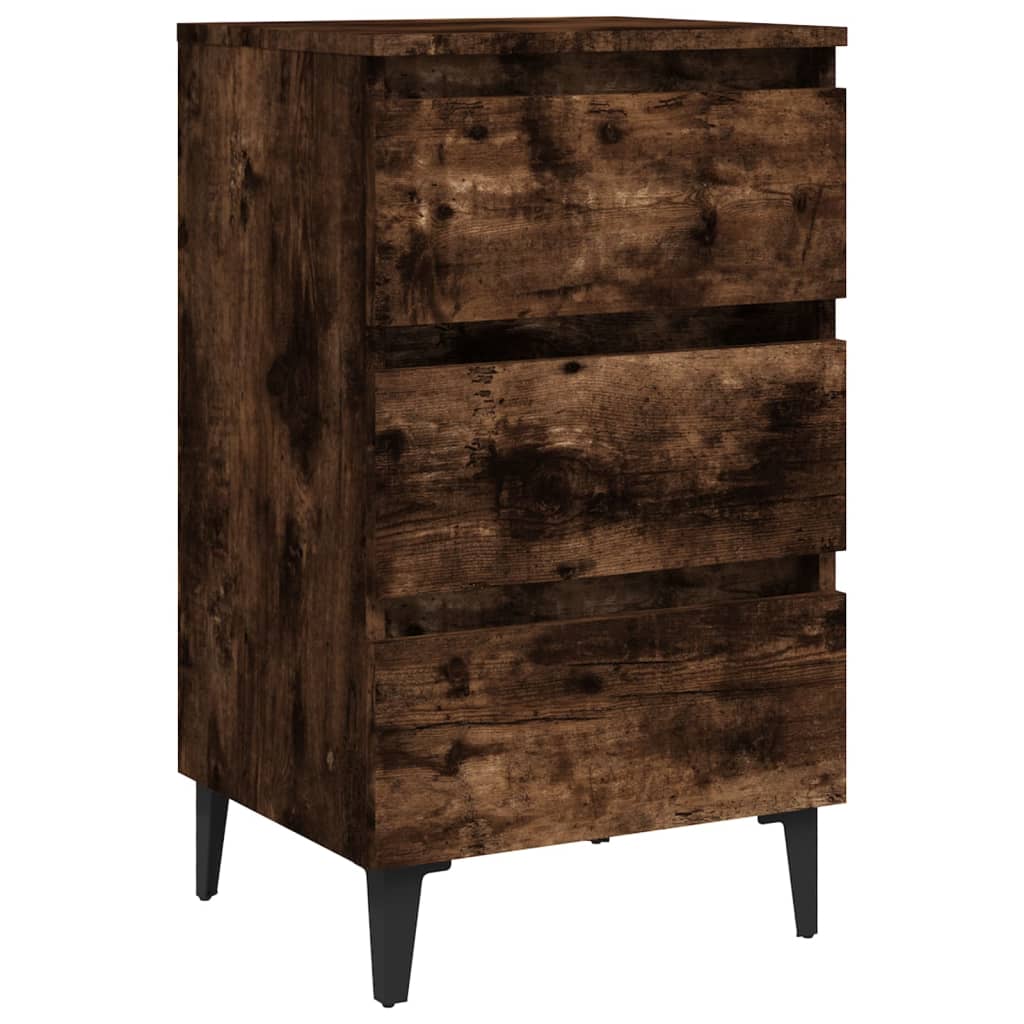 Nachtkastje met metalen poten 40x35x69 cm gerookt eikenkleurig is nu te koop bij PeponiXL, paradijselijk wonen!