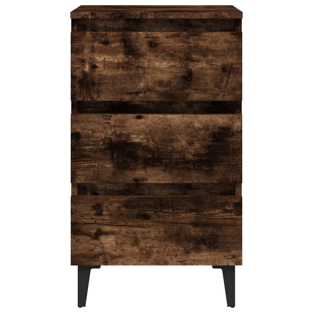 Nachtkastje met metalen poten 40x35x69 cm gerookt eikenkleurig is nu te koop bij PeponiXL, paradijselijk wonen!