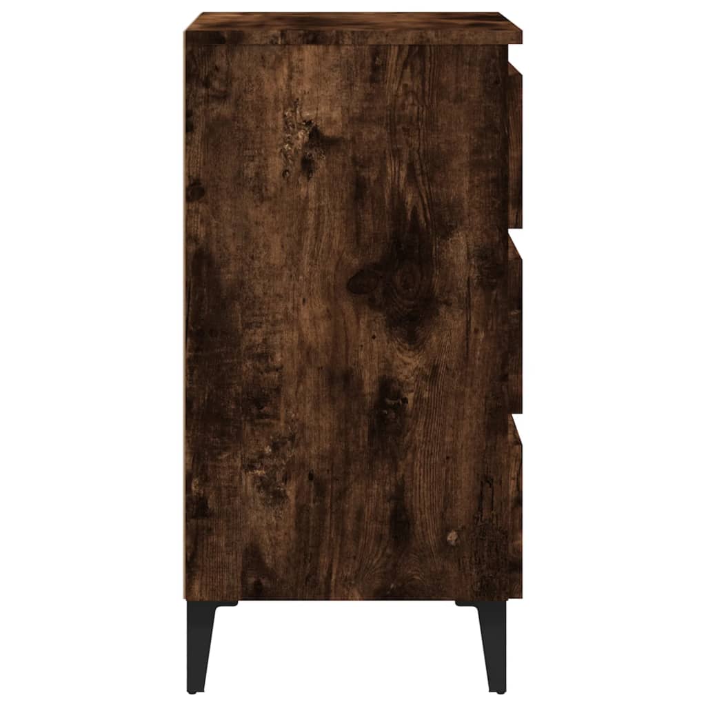 Nachtkastje met metalen poten 40x35x69 cm gerookt eikenkleurig is nu te koop bij PeponiXL, paradijselijk wonen!