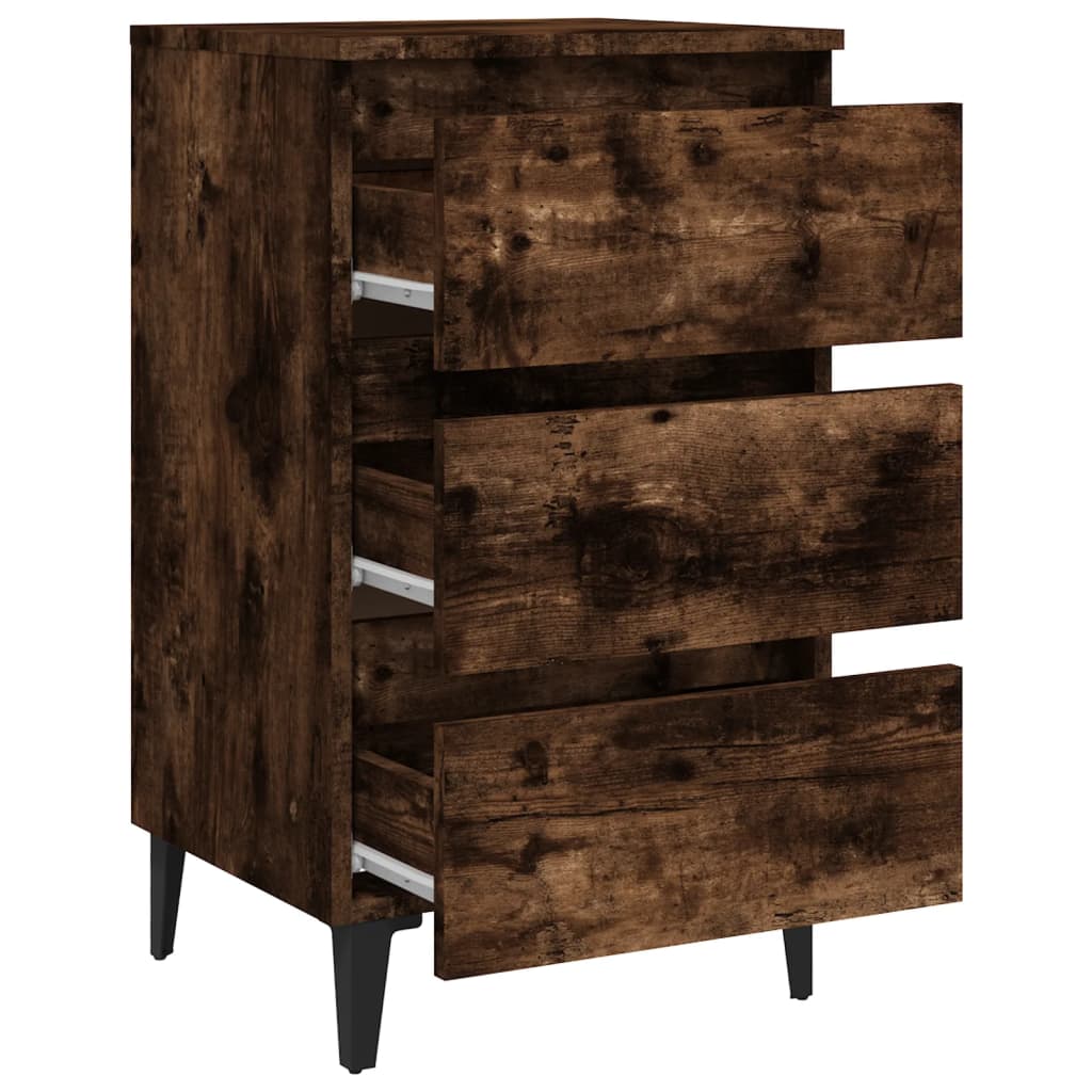 Nachtkastje met metalen poten 40x35x69 cm gerookt eikenkleurig is nu te koop bij PeponiXL, paradijselijk wonen!