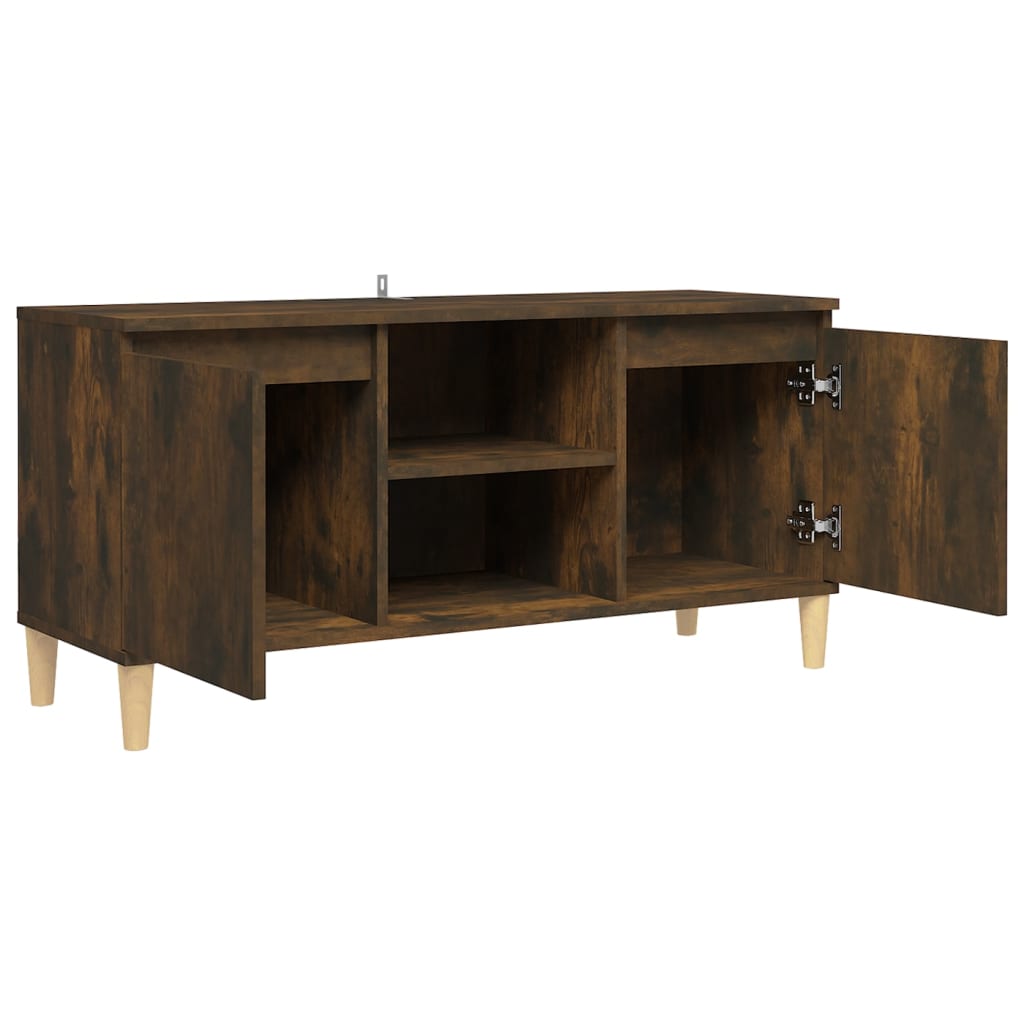 Tv-meubel met houten poten 103,5x35x50 cm gerookt eikenkleurig is nu te koop bij PeponiXL, paradijselijk wonen!