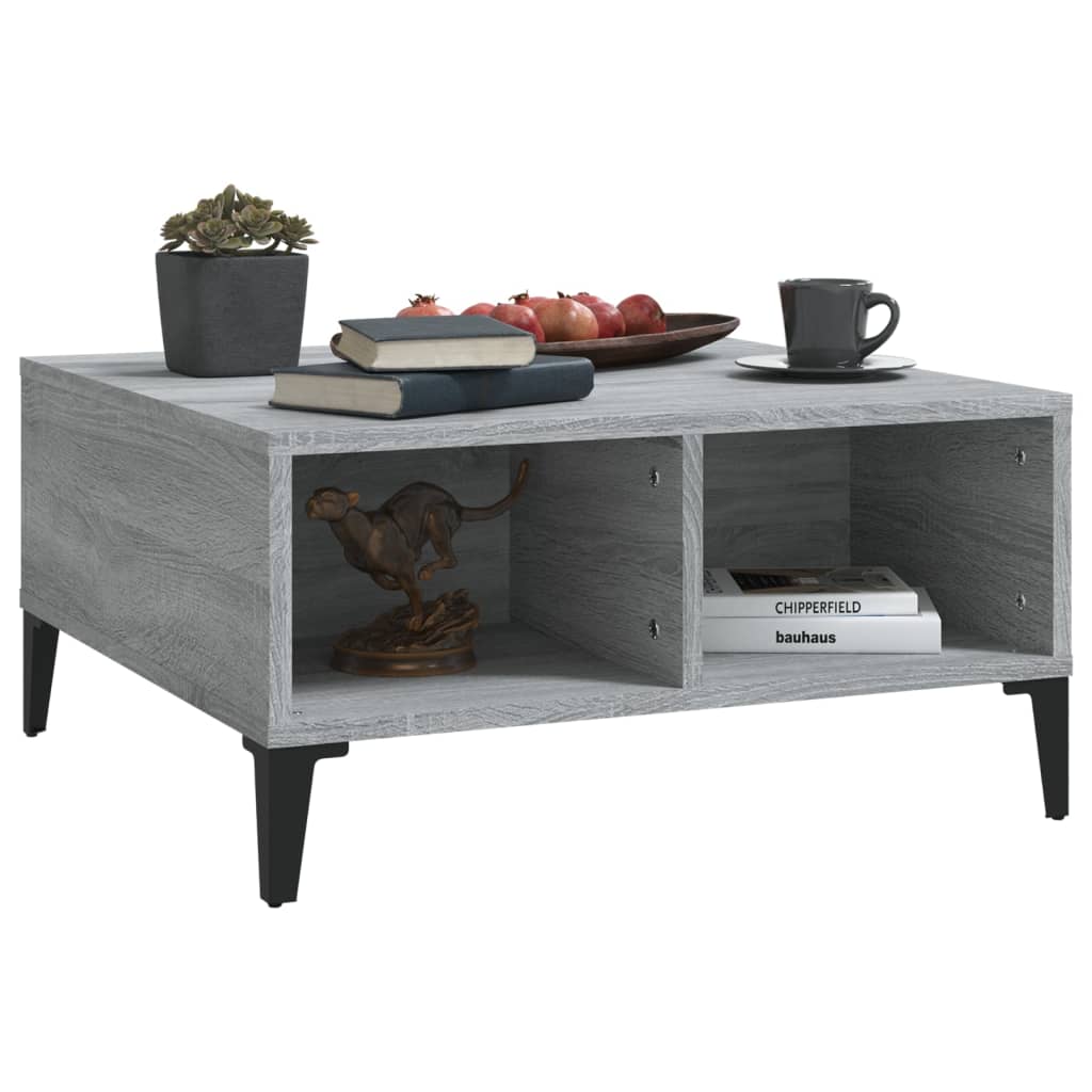 Salontafel 60x60x30 cm bewerkt hout grijs sonoma eikenkleurig is nu te koop bij PeponiXL, paradijselijk wonen!