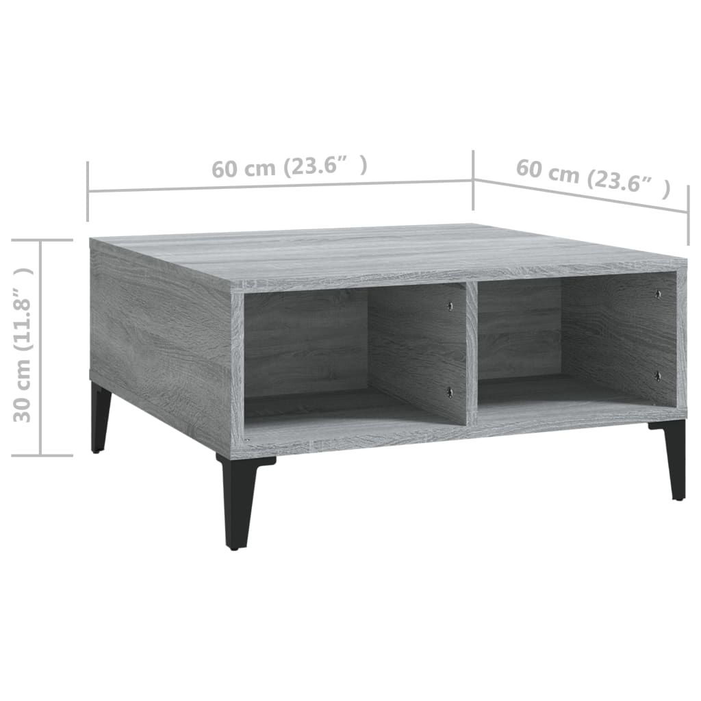 Salontafel 60x60x30 cm bewerkt hout grijs sonoma eikenkleurig is nu te koop bij PeponiXL, paradijselijk wonen!