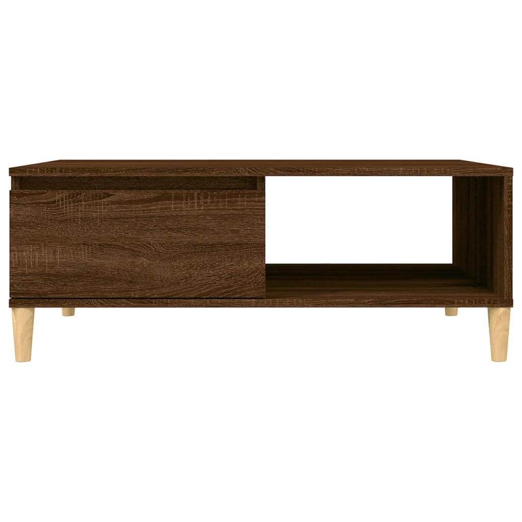 Salontafel 90x60x35 cm bewerkt hout bruin eikenkleur is nu te koop bij PeponiXL, paradijselijk wonen!