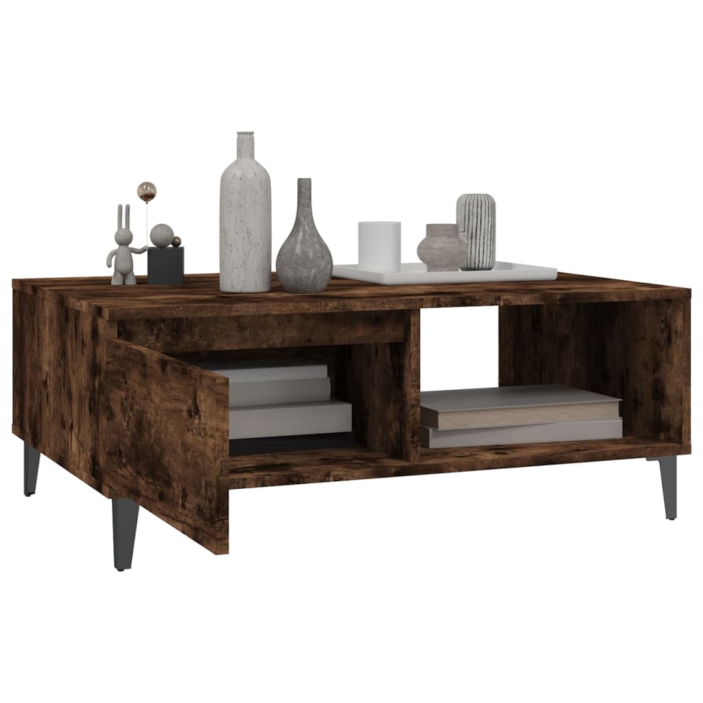Salontafel 90x60x35 cm bewerkt hout gerookt eikenkleurig is nu te koop bij PeponiXL, paradijselijk wonen!