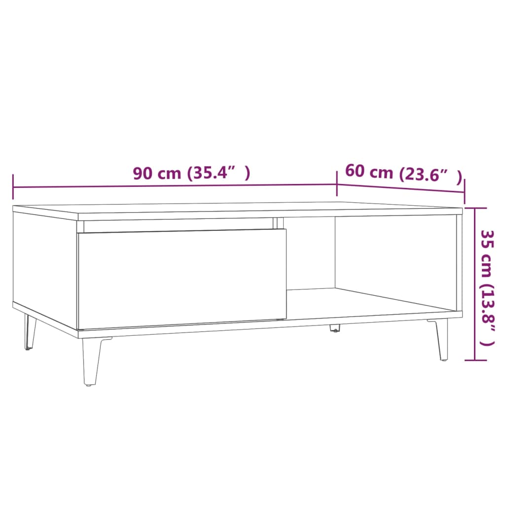 Salontafel 90x60x35 cm bewerkt hout gerookt eikenkleurig is nu te koop bij PeponiXL, paradijselijk wonen!