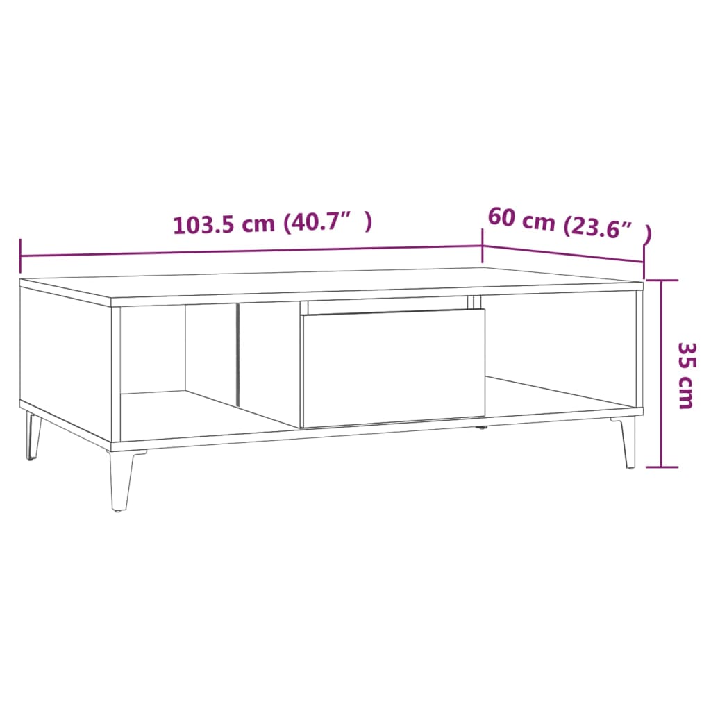 Salontafel 103,5x60x35 cm bewerkt hout gerookt eikenkleurig is nu te koop bij PeponiXL, paradijselijk wonen!