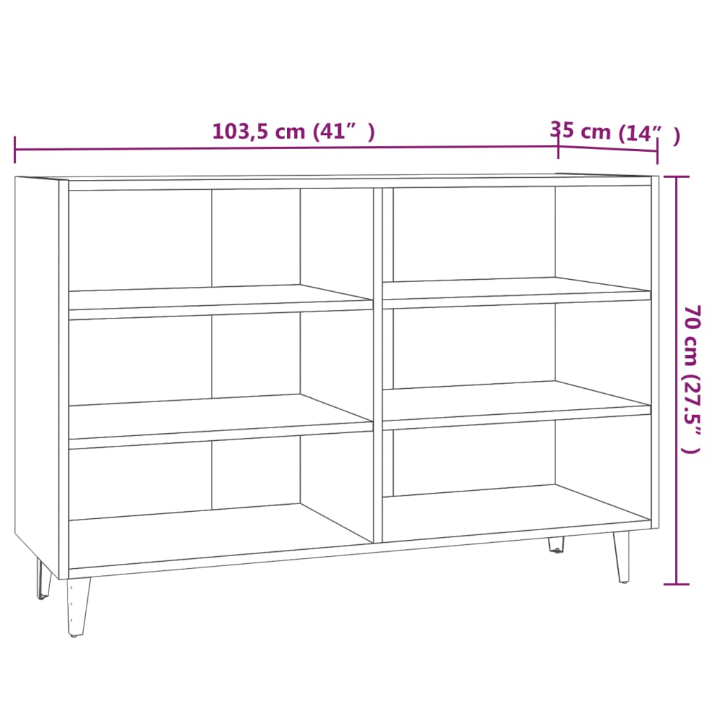 Dressoir 103,5x35x70 cm bewerkt hout grijs sonoma eikenkleurig is nu te koop bij PeponiXL, paradijselijk wonen!