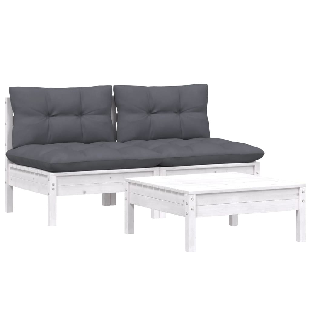 3-delige Loungeset met antracietkleurige kussens grenenhout is nu te koop bij PeponiXL, paradijselijk wonen!