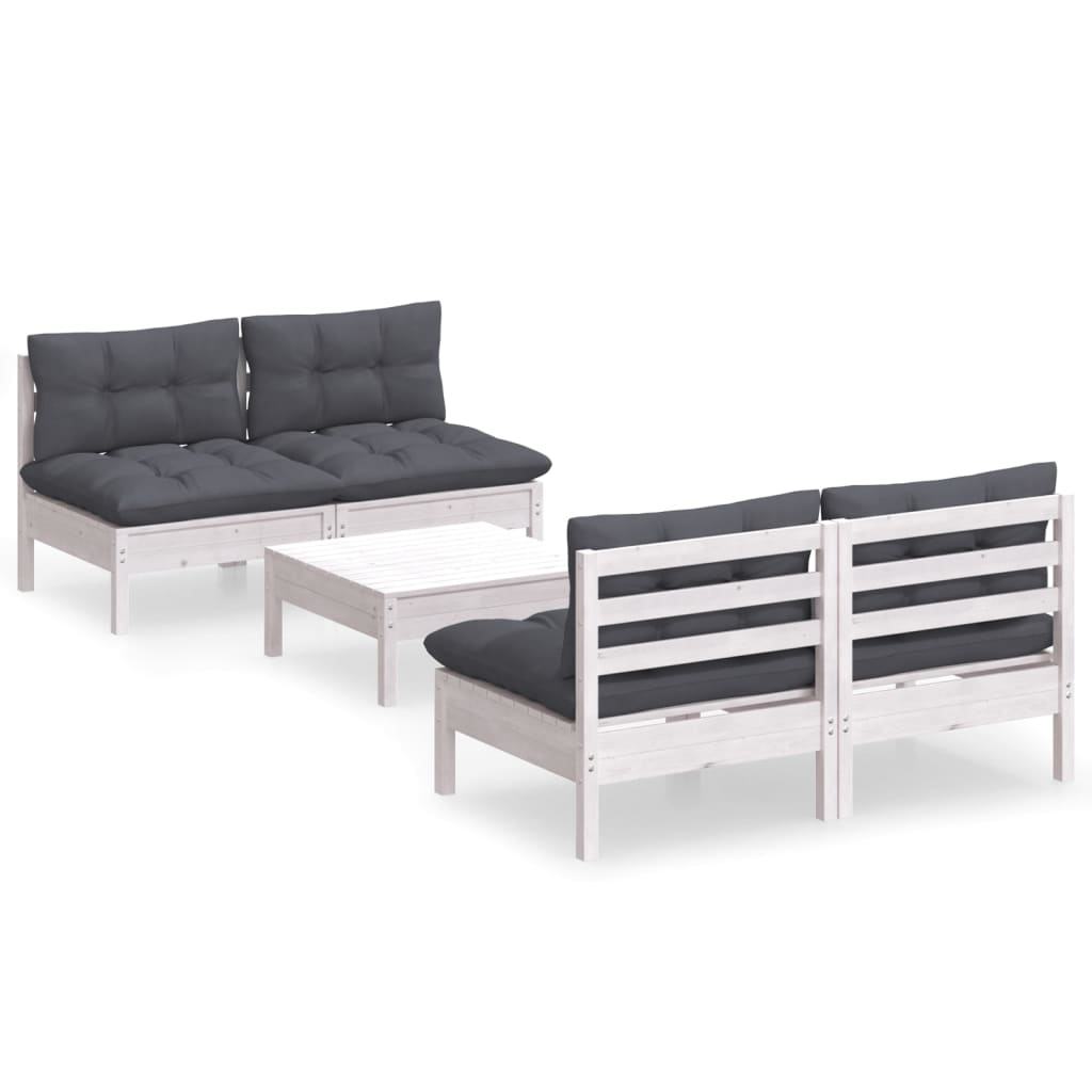 5-delige Loungeset met antracietkleurige kussens grenenhout is nu te koop bij PeponiXL, paradijselijk wonen!