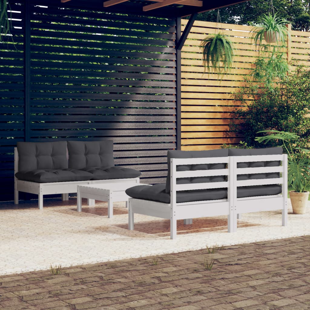 5-delige Loungeset met antracietkleurige kussens grenenhout is nu te koop bij PeponiXL, paradijselijk wonen!