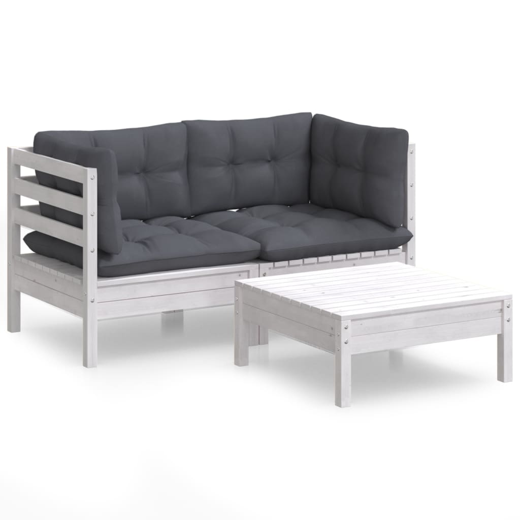 3-delige Loungeset met antracietkleurige kussens grenenhout is nu te koop bij PeponiXL, paradijselijk wonen!