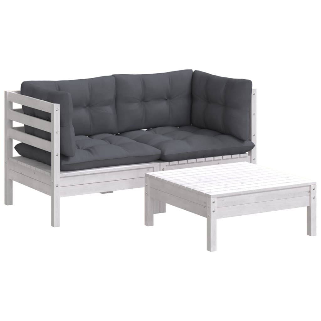 3-delige Loungeset met antracietkleurige kussens grenenhout is nu te koop bij PeponiXL, paradijselijk wonen!