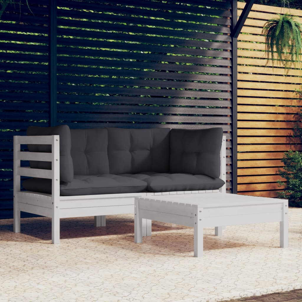 3-delige Loungeset met antracietkleurige kussens grenenhout is nu te koop bij PeponiXL, paradijselijk wonen!