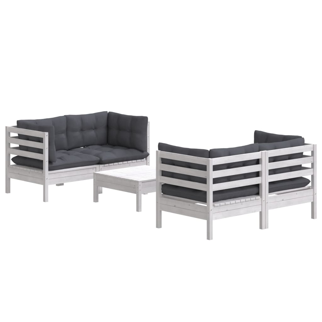 5-delige Loungeset met antracietkleurige kussens grenenhout is nu te koop bij PeponiXL, paradijselijk wonen!