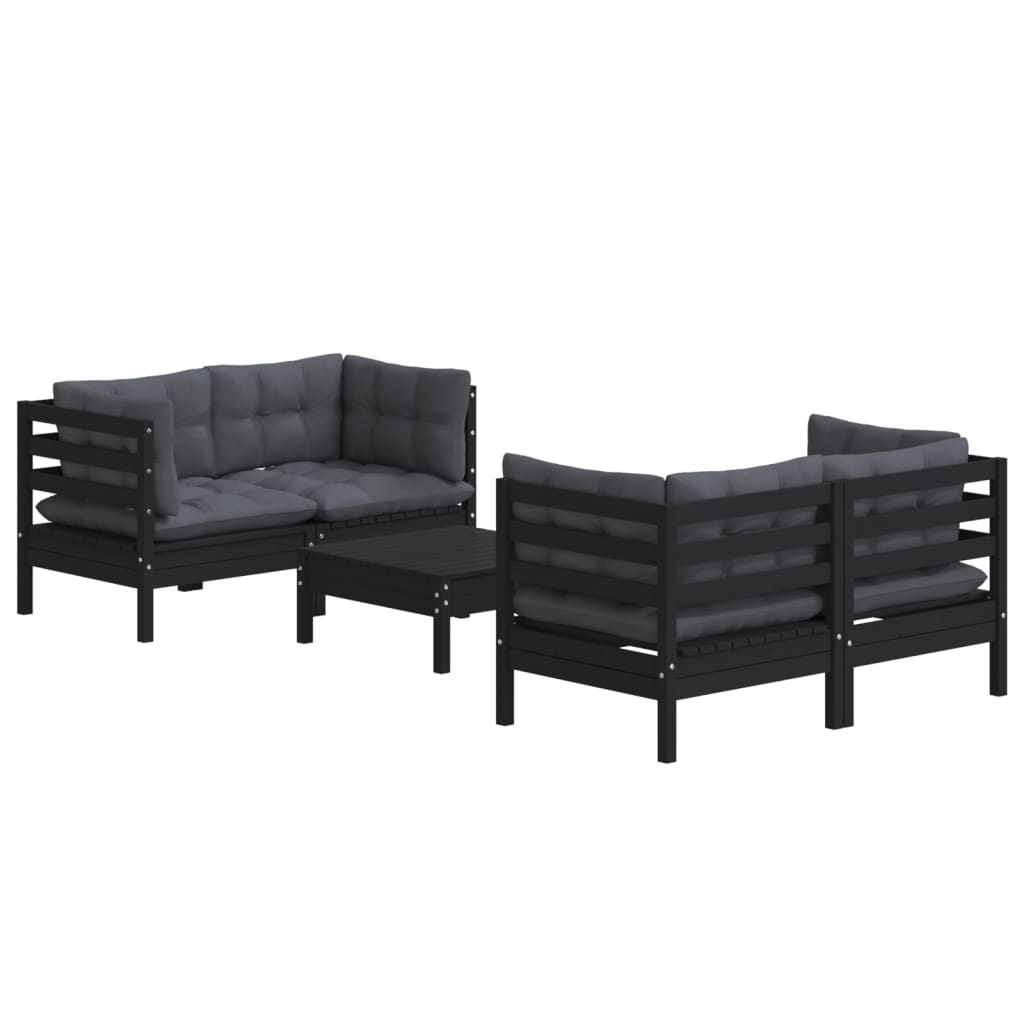 5-delige Loungeset met antracietkleurige kussens grenenhout is nu te koop bij PeponiXL, paradijselijk wonen!